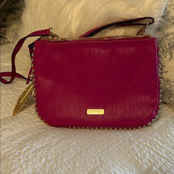 Jessica Simpson Fuchsia Studded Crossbody Bag - Picture 1 of 7